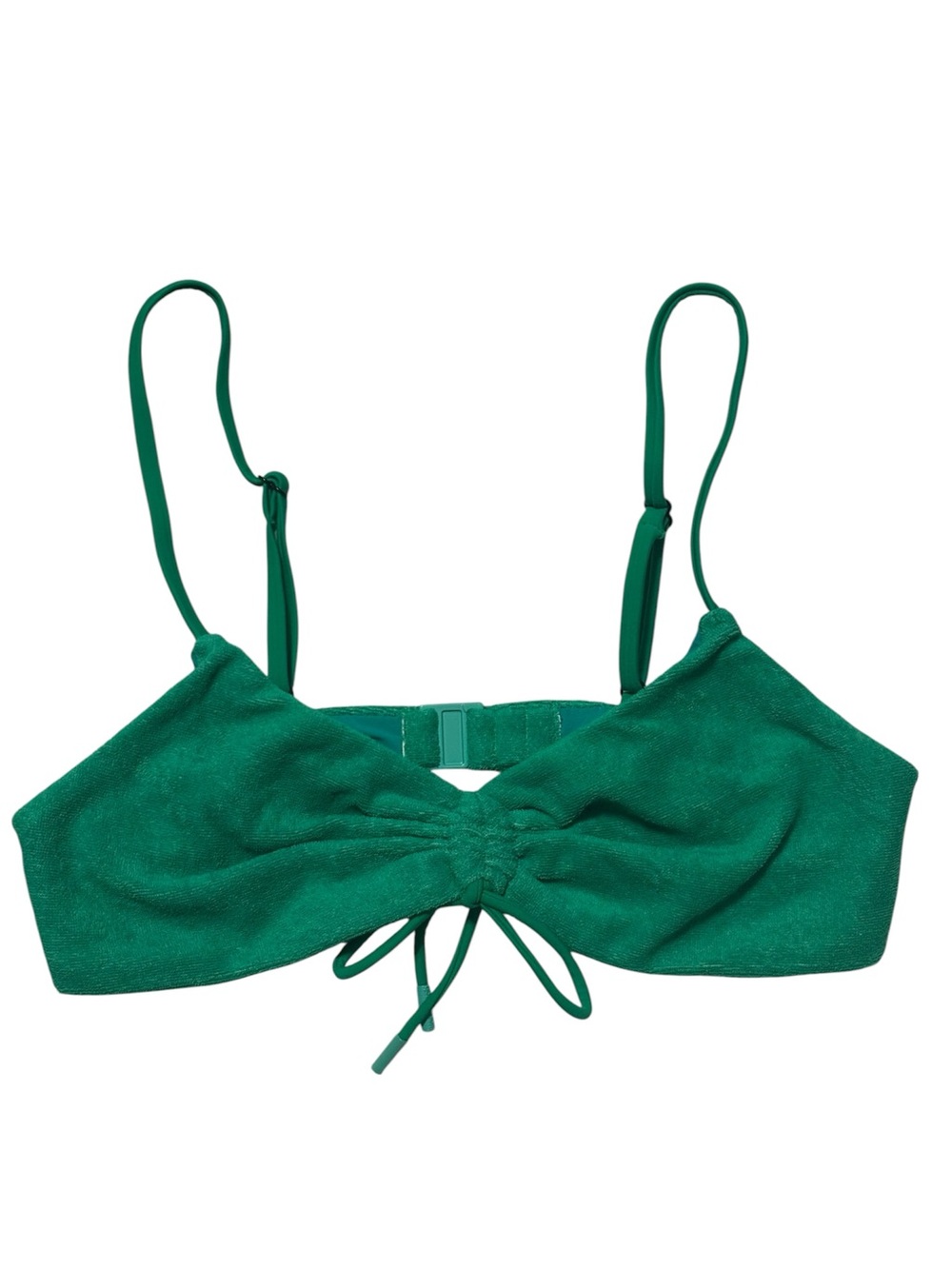 NWOT Blackbough Swim Green Ruched Bikini Top Size MAdjustable Straps Clasp Back